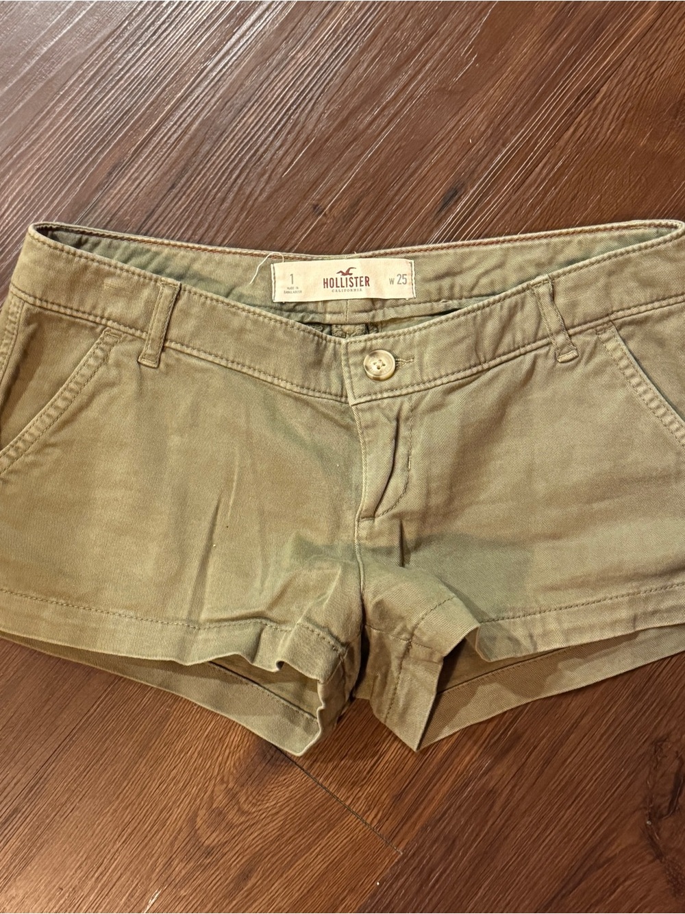 Hollister Olive Green High Waist Women's Shorts super low